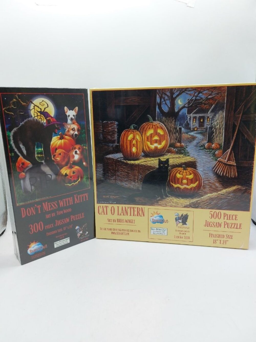 Halloween Jigsaw Puzzle Cat O Lantern 500 & 300 Piece by SunsOut Cats Kitty